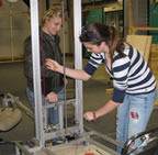 Kelcey (left) and Kim (right) working on the bot